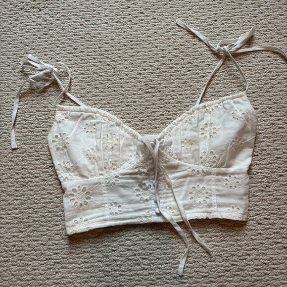 White Embroidery Crop Top - Picture 1 of 3